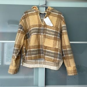 Zara plaid half zip jacket